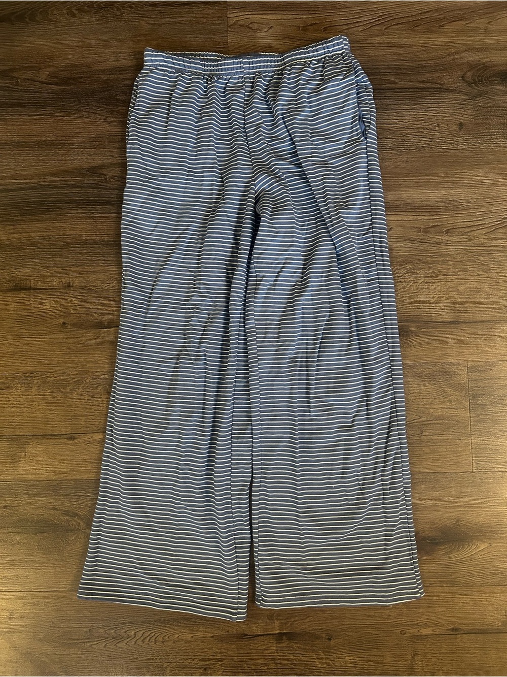 Dark Blue/White Striped Wide Leg Pants